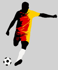 UEFA Euro 2016 vector illustration of football player run hit ball. Group C participant. Soccer team player in uniform with state national flag of Germany original colors. Flat graphic design clip art