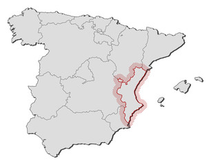 Fototapeta na wymiar Map - Spain, Valencian Community