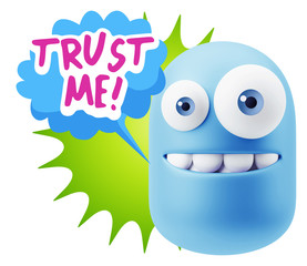 3d Illustration Laughing Character Emoji Expression saying Trust