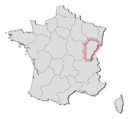 Obraz premium Map - France, Franche-Comté