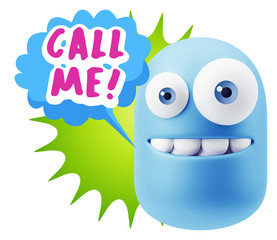 3d Illustration Laughing Character Emoji Expression saying Call