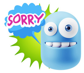 3d Illustration Laughing Character Emoji Expression saying Sorry