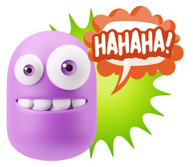 3d Illustration Laughing Character Emoji Expression saying Hahah