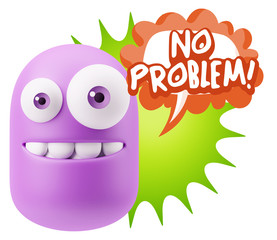 3d Rendering Smile Character Emoticon Expression saying No Probl