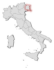 Naklejka premium Map - Italy, Friuli-Venezia Giulia