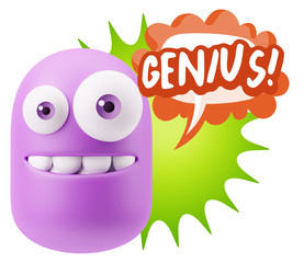 3d Illustration Laughing Character Emoji Expression saying Geniu