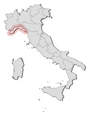 Fototapeta premium Map - Italy, Liguria