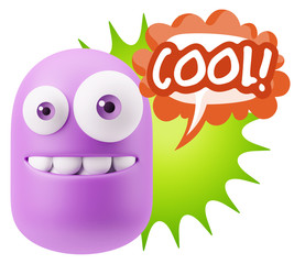 3d Illustration Laughing Character Emoji Expression saying Cool