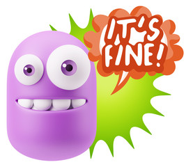 3d Illustration Laughing Character Emoji Expression saying It's