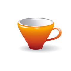 Elegant red cup on a white background. Tea Break. Tea party. Beautiful porcelain cup volume.