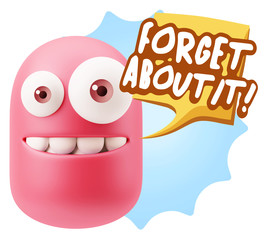 3d Rendering Smile Character Emoticon Expression saying Forget A