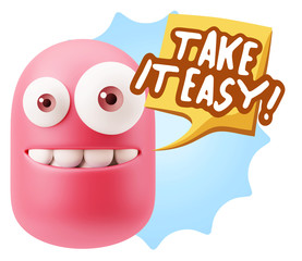 3d Illustration Laughing Character Emoji Expression saying Take