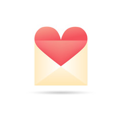 Icon love letter. Letter with heart.