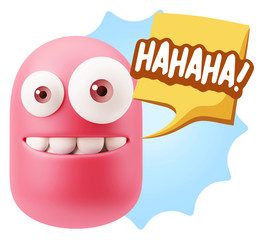 3d Illustration Laughing Character Emoji Expression saying Hahah