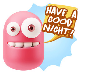 3d Illustration Laughing Character Emoji Expression saying Have