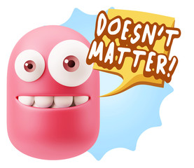 3d Rendering Smile Character Emoticon Expression saying It Doesn