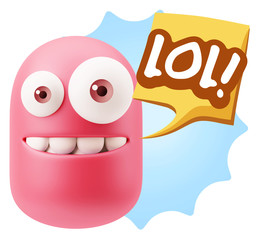 3d Illustration Laughing Character Emoji Expression saying Lol w