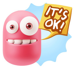 3d Illustration Laughing Character Emoji Expression saying It's