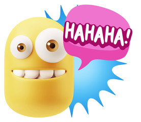 3d Illustration Laughing Character Emoji Expression saying Hahah