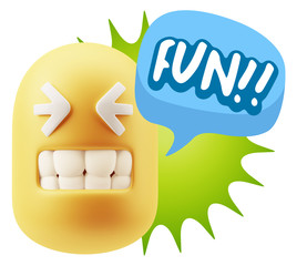 3d Illustration Laughing Character Emoji Expression saying Fun w