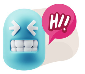 3d Illustration Laughing Character Emoji Expression saying Hi wi