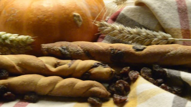 Breadsticks pumpkin and raisins Grissini con la zucca e uva passa Palitos de pan de calabaza y pasas K&uuml;rbis und rosinen Gressins citrouille et raisins secs 