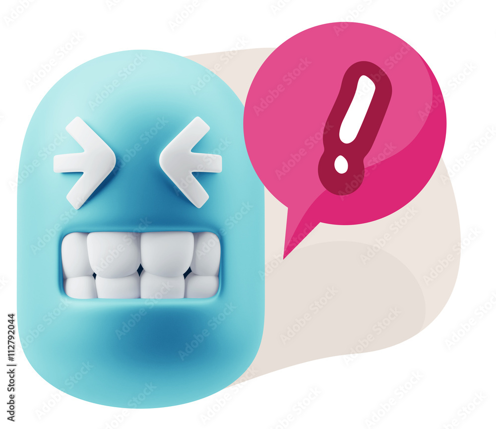 Fototapete 3d rendering smile character emoticon expression saying ! with c