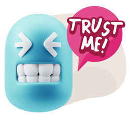 3d Illustration Laughing Character Emoji Expression saying Trust