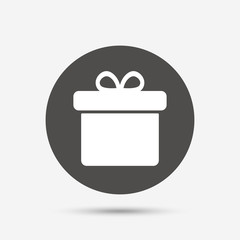 Gift box sign icon. Present symbol.