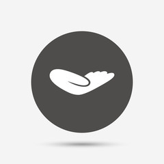 Donation hand sign icon. Charity or endowment.