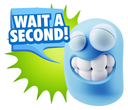 3d Illustration Laughing Character Emoji Expression saying Wait