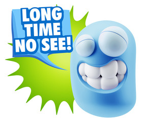 3d Illustration Laughing Character Emoji Expression saying Long