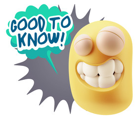 3d Illustration Laughing Character Emoji Expression saying Good