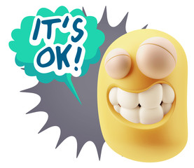 3d Illustration Laughing Character Emoji Expression saying It's