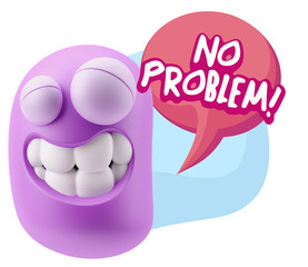 3d Rendering Smile Character Emoticon Expression saying No Probl