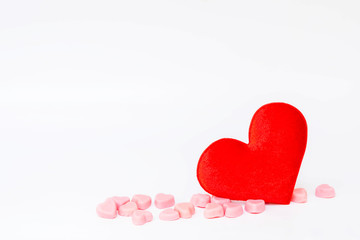 Red heart shape on white background