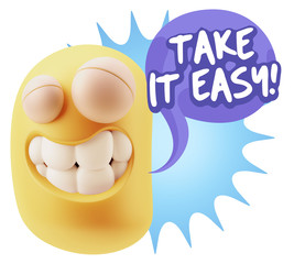 3d Illustration Laughing Character Emoji Expression saying Take