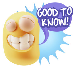 3d Illustration Laughing Character Emoji Expression saying Good