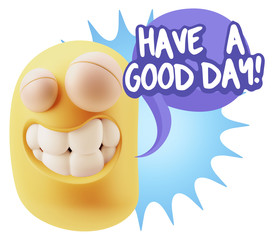 3d Rendering Smile Character Emoticon Expression saying Have A G