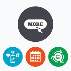 More with cursor pointer icon. Details symbol.