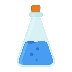 Chemical, biological science laboratory equipment - test tubes and flasks icons
