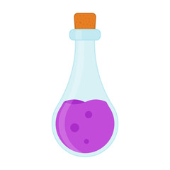 Chemical, biological science laboratory equipment - test tubes and flasks icons