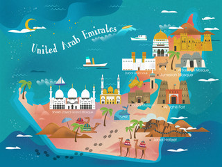 Obraz premium Mapa koncepcji podróży ZEA