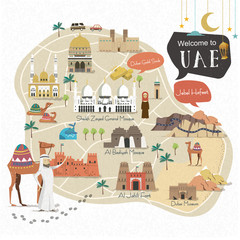 Naklejka premium UAE travel map