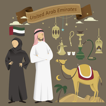 UAE culture elements set