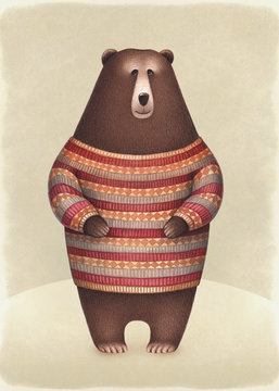 Watercolor illustration of cute bear. Perfect for greeting card