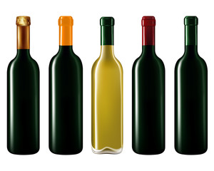 Wine bottles isolated on white