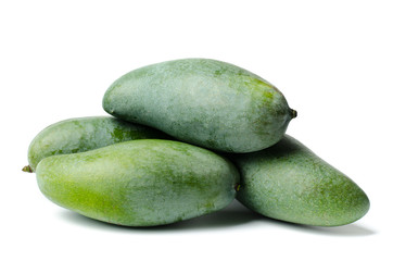Green mango on white background