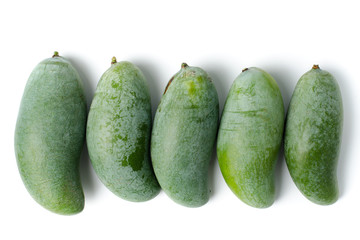 Green mango on white background