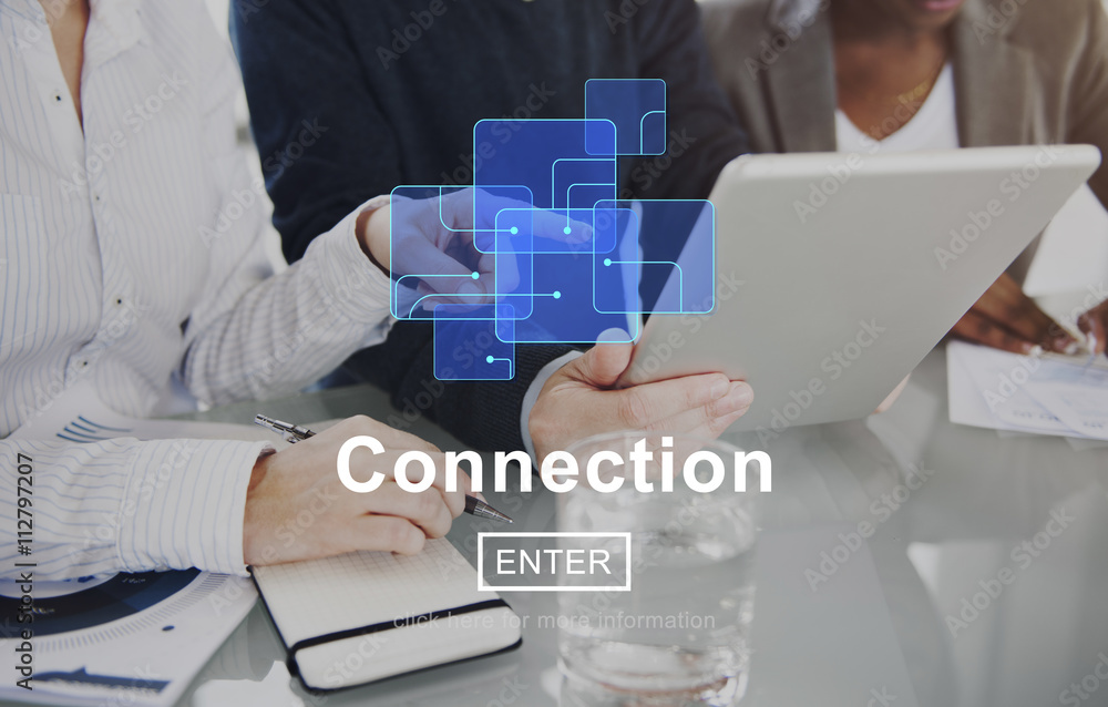 Poster connection network link interconnection digital concept